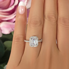 2 ctw Emerald Halo Ring - 30% off Final Sale, Sz 4, 5, 9, 10