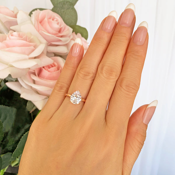 3 ct Pear Solitaire Ring - Rose GP, 50% Final Sale