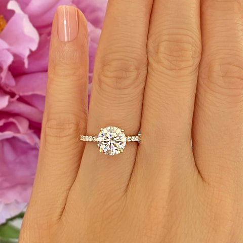 1.5 ct 6 Prong Solitaire Ring - 10k Solid Yellow Gold, Sz 6.5-9
