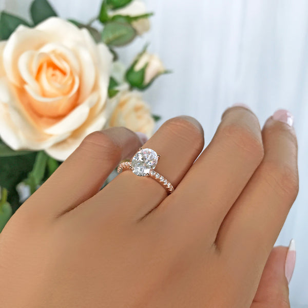 2.25 ctw Oval Accented Ring - 10k Solid Rose Gold
