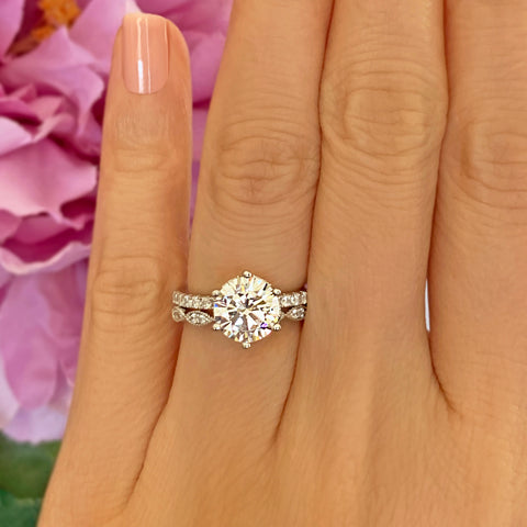 1.5 ctw Pear Accented Solitaire Half Eternity Set