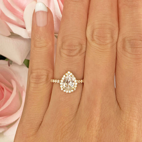 3.25 ctw Pear Accented Solitaire Ring - Rose GP