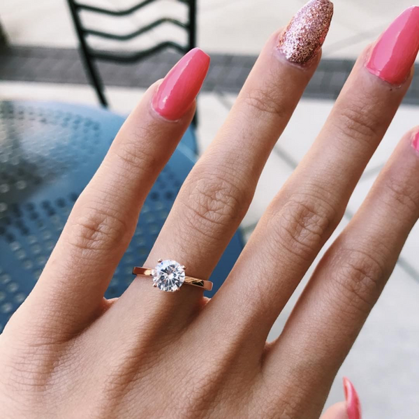 1 carat rose gold deals solitaire engagement ring