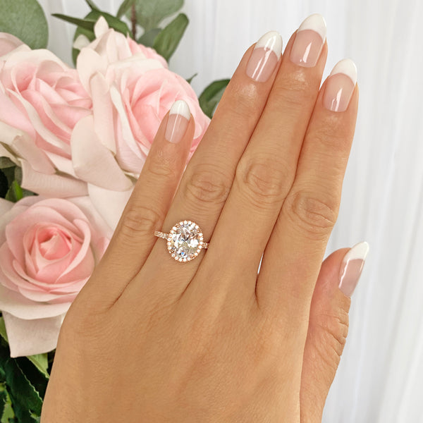 3.25 ctw Oval Halo Ring - Rose GP