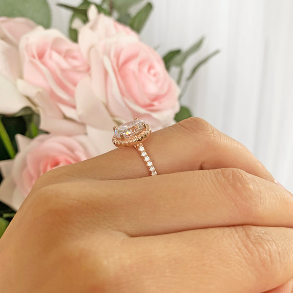 3.25 ctw Oval Halo Ring - Rose GP