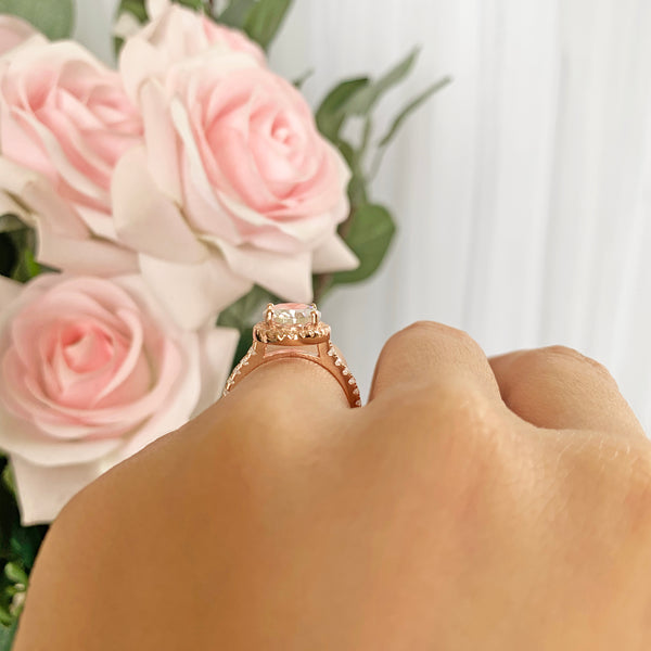 3.25 ctw Oval Halo Ring - Rose GP