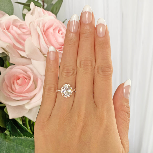 3.25 ctw Oval Halo Ring - Rose GP