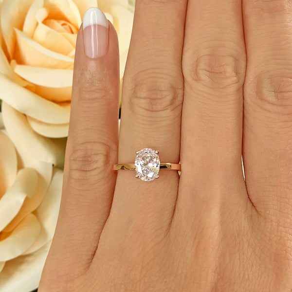 14K White Gold 1 Carat Natural Oval Cut Diamond Solitaire E/VS2 Engagement  Ring | eBay