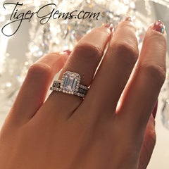 2 ctw Emerald Halo Ring - 30% off Final Sale, Sz 4, 5, 9, 10