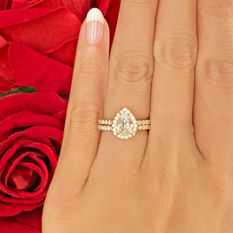 1.2 ct Pear Solitaire Bridal Set - Rose GP