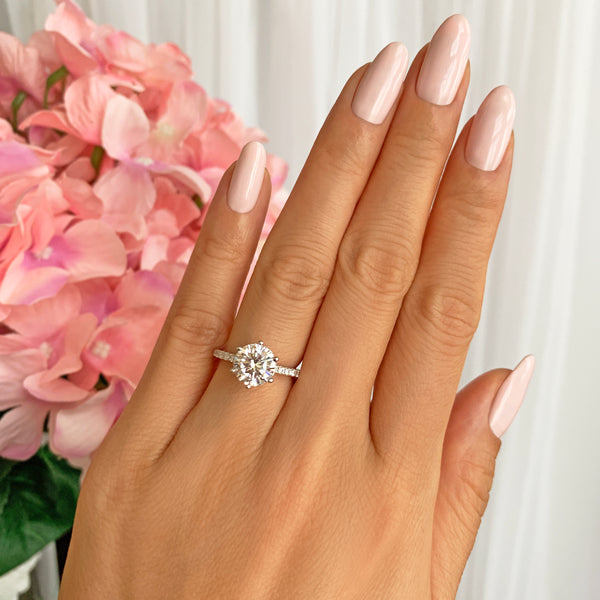 2.25 ctw 6 Prong Round Accented Solitaire Ring