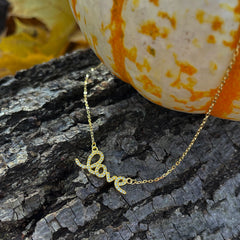 Cursive Love Necklace - Yellow GP, 50% Final Sale