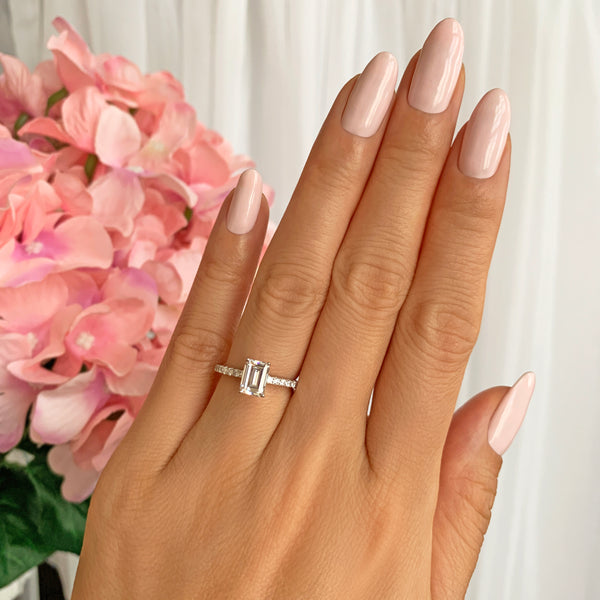 1.25 ctw Emerald Accented Solitaire Engagement Ring Tiger Gems