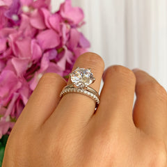 4 ct Half Eternity Classic V Style 6 Prong Solitaire Set - 50% Final Sale