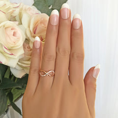 .1 ctw Accented Infinity Ring - Rose GP, 50% Final Sale, Sz 5-7