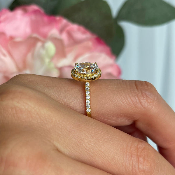 2.25 ctw Oval Halo Ring- Yellow GP