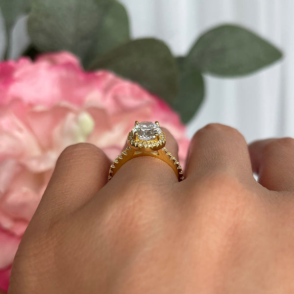 2.25 ctw Oval Halo Ring- Yellow GP