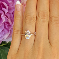 3.25 ctw Oval Accented Ring - Rose GP