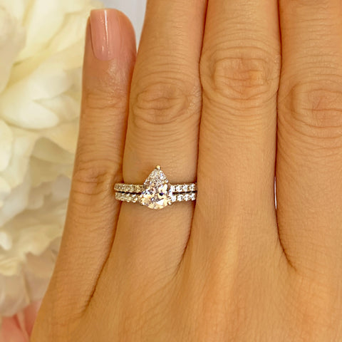 1.5 ctw Pear Accented Solitaire Half Eternity Set