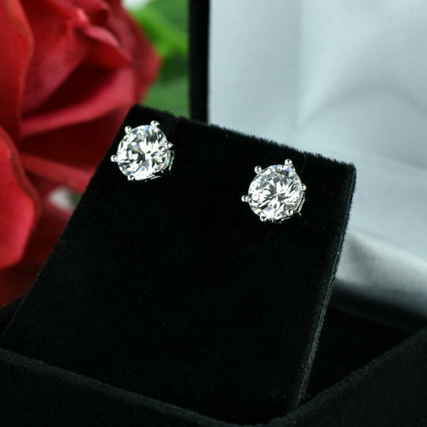 3 ctw 6 Prong Stud Earrings