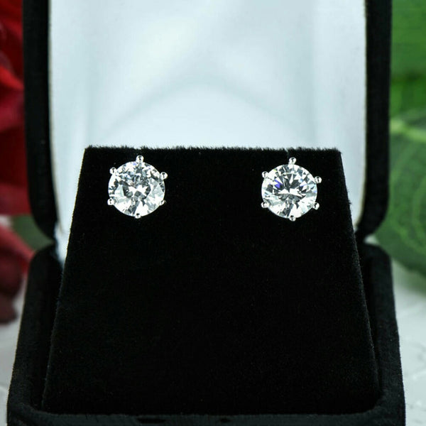 3 ctw 6 Prong Stud Earrings