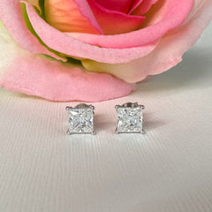 3 ctw Princess Stud Earrings, 1.5 ct Each - 30% Final Sale