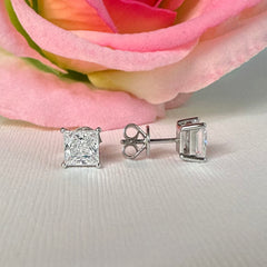 3 ctw Princess Stud Earrings, 1.5 ct Each - 30% Final Sale