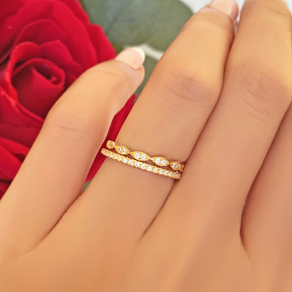 Art Deco Half Eternity Band Set - Yellow GP