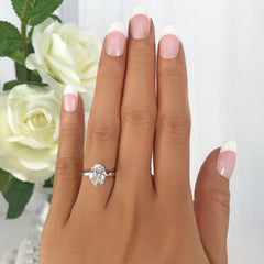 2 ct Oval Solitaire Ring - 10k Solid White Gold, Sz 4