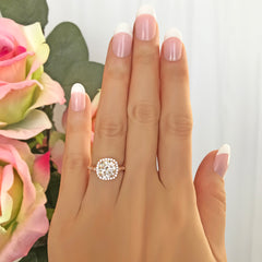 2.25 ctw Art Deco Halo Ring - 10k Solid Rose Gold, Sz 4 or 5