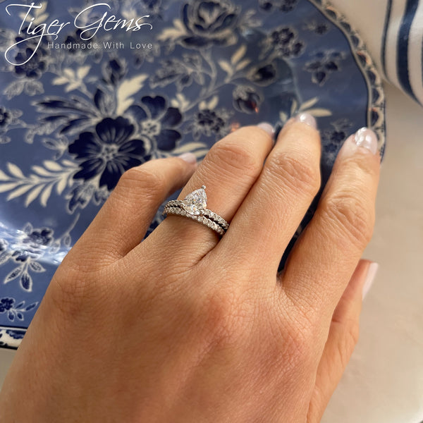 1.5 ctw Pear Accented Solitaire Half Eternity Set
