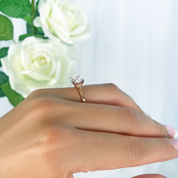 2 ct 4 Prong Stacking Solitaire Ring - Rose GP