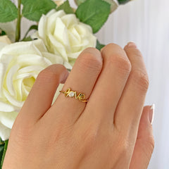 .1 ct Cursive Love Ring - Yellow GP, 50% Final Sale, Sz 5, 6, 8