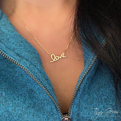 Cursive Love Necklace - Yellow GP, 50% Final Sale