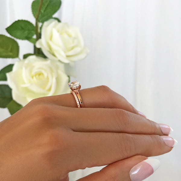 2 ct 4 Prong Stacking Solitaire Set - Rose GP, 50% Final Sale