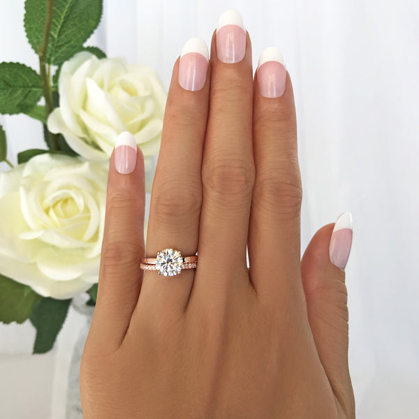 2 ct 4 Prong Stacking Solitaire Set - Rose GP, 50% Final Sale