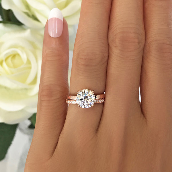 2 ct 4 Prong Stacking Solitaire Set - Rose GP, 50% Final Sale