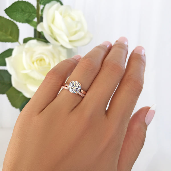 2 ct 4 Prong Stacking Solitaire Set - Rose GP