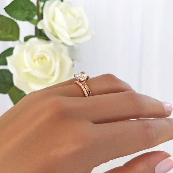 2 ct 4 Prong Stacking Solitaire Set - Rose GP, 50% Final Sale