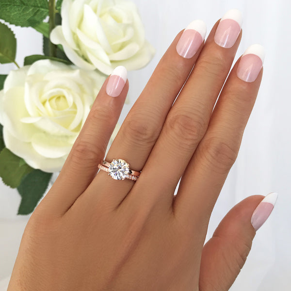 2 ct 4 Prong Stacking Solitaire Set - Rose GP, 50% Final Sale