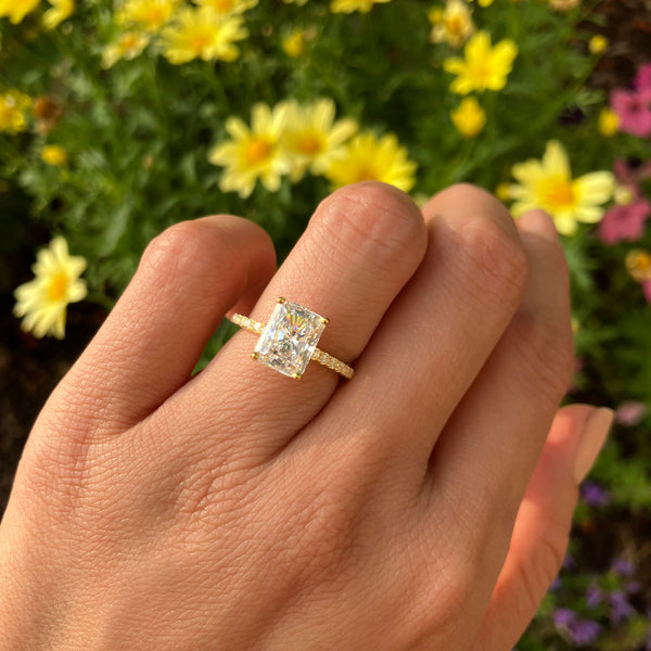 3 ctw Radiant Accented Solitaire Ring - Yellow GP