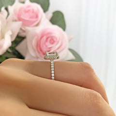 1.25 ctw Emerald Halo Ring- 40% off Final Sale, Sz 4-10
