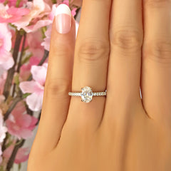 3/4 ctw Oval Accented Solitaire Ring