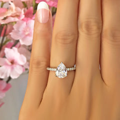 2 ctw Pear Accented Solitaire Ring