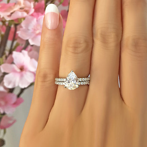 1.2 ct Pear Solitaire Bridal Set - Rose GP