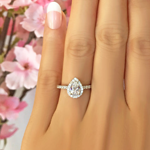 1 ctw Pear Halo Ring