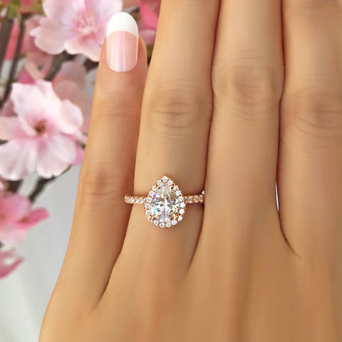 3.5 ctw Pear Halo Ring - 30% Final Sale