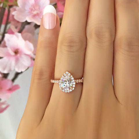 2.25 ctw Oval Halo Ring - 10k Solid Rose Gold, Sz 4-9