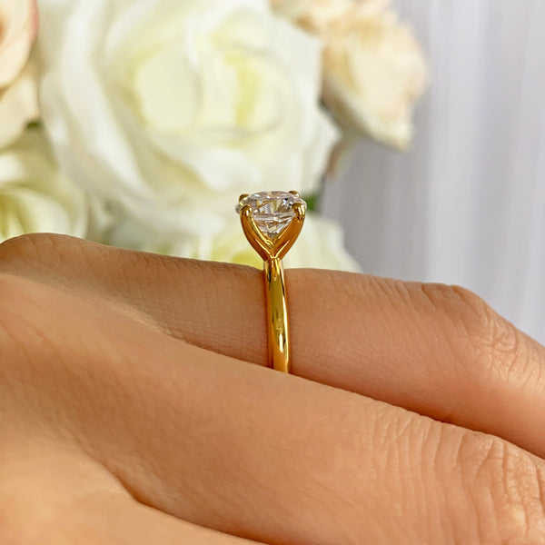 2 ct Classic V Style 4 Prong Solitaire Ring - Yellow GP
