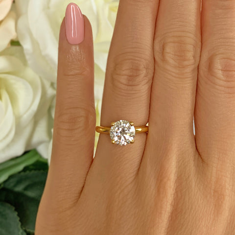 2 ct Classic V Style 6 Prong Solitaire Ring - Yellow GP